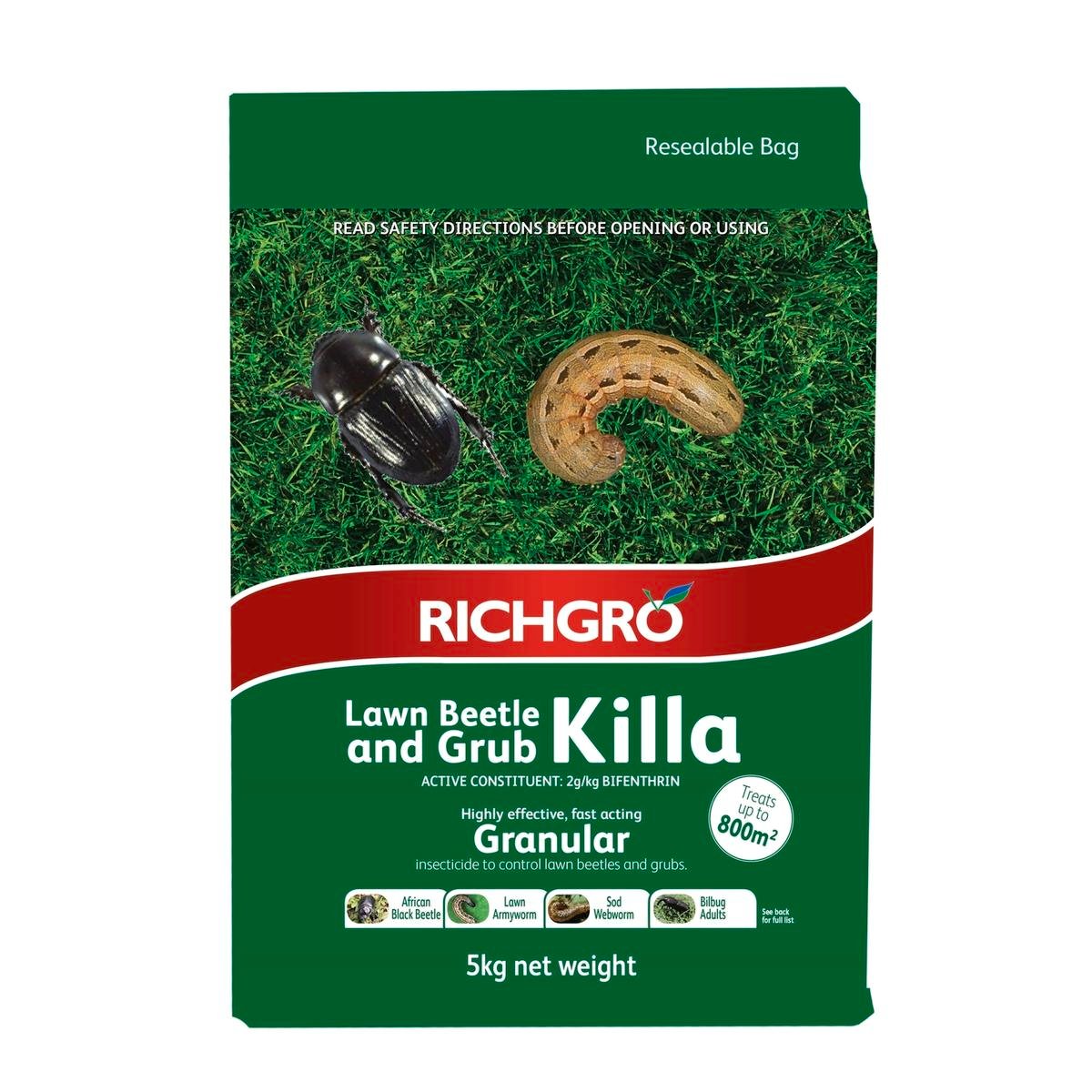 Richgro Lawn Beetle & Grub Killa 5kg Ready-to-Use Granular Insecticide for Armyworm & Black Beetle