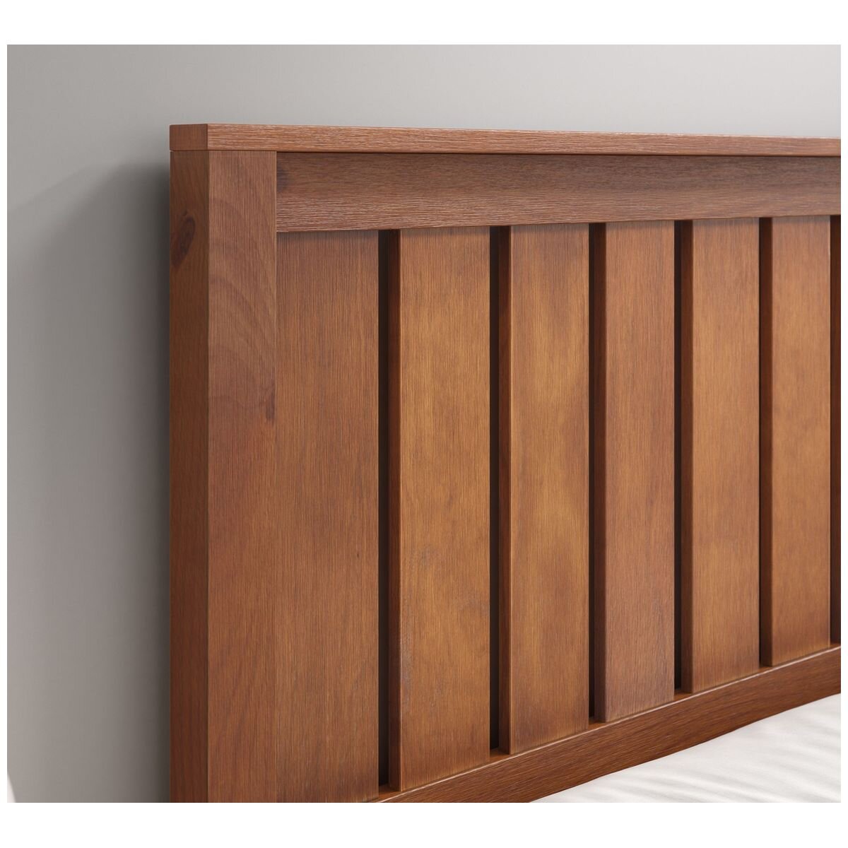 Zinus Queen deluxe solid wood bed frame - dark brown pine, panelled headboard - AU-PWPBBHE-12Q