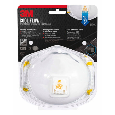 3M P2 Particulate Sanding Fibreglass Valved Disposable Respirator Mask 2 Pack