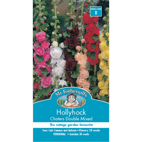 Mr Fothergill S Hollyhock Seeds - Double Flower - 240cm - Hardy Perennial - SuperSaverAU - view 1