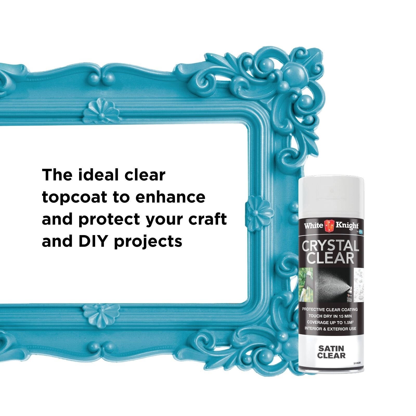 White Knight Crystal Clear Solvent-Based Acrylic Spray Paint Clear Satin 310g