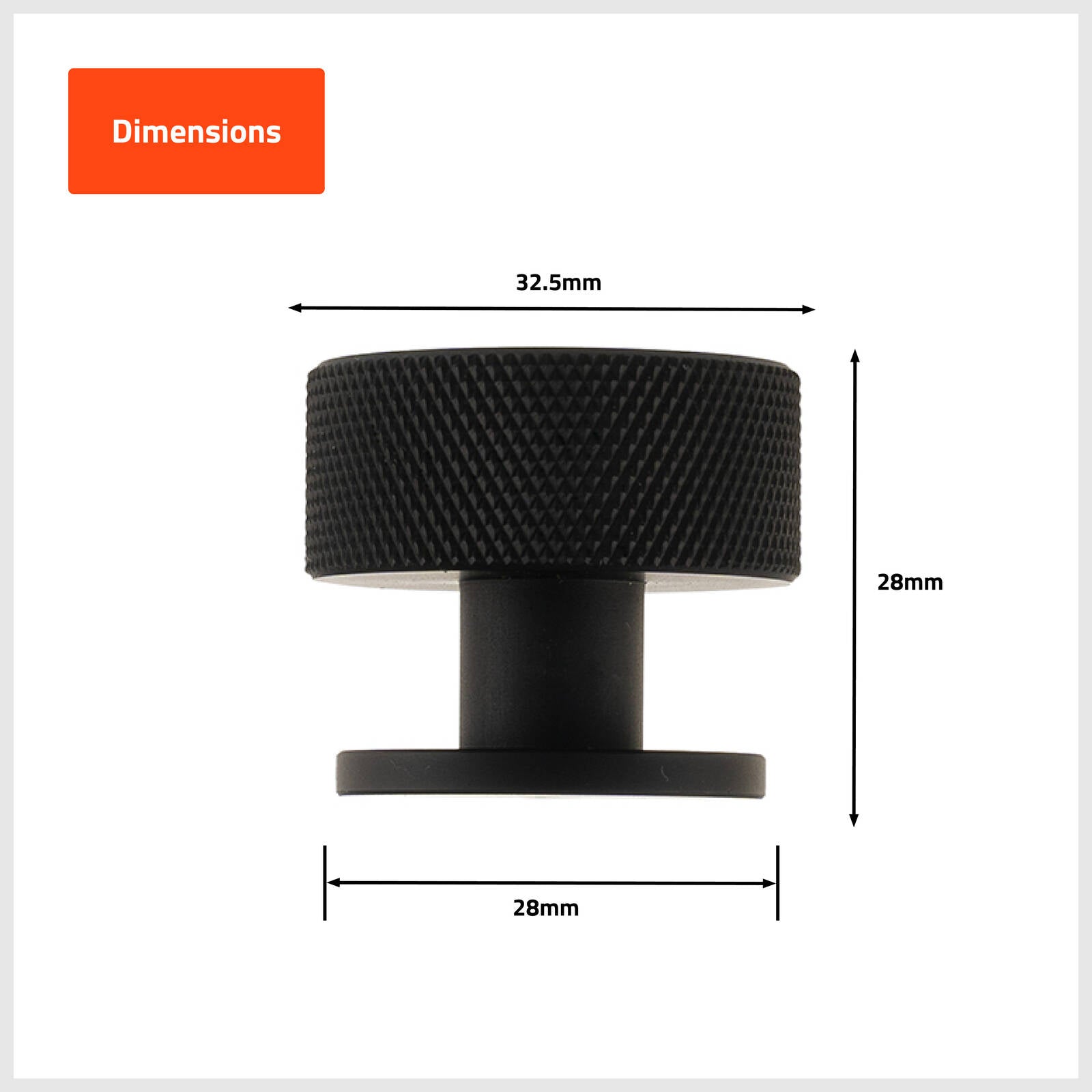 Taskmaster 32.5mm Knurled Matte Black Cabinet Knobs 4 Pack