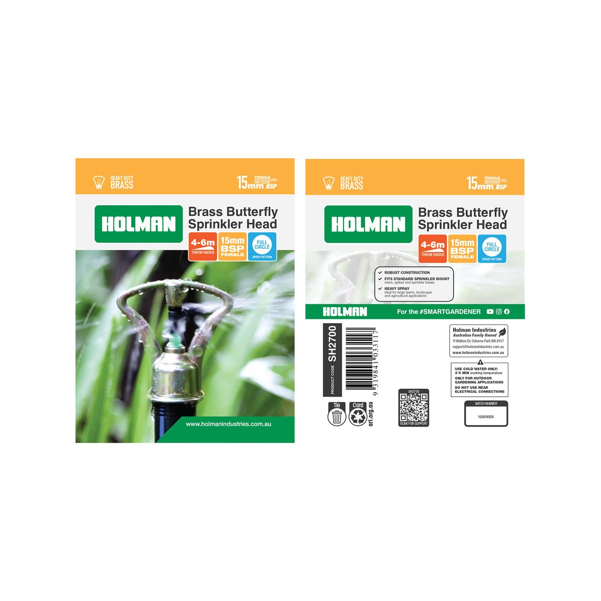 Holman Brass Butterfly Spin Sprinkler Hose End