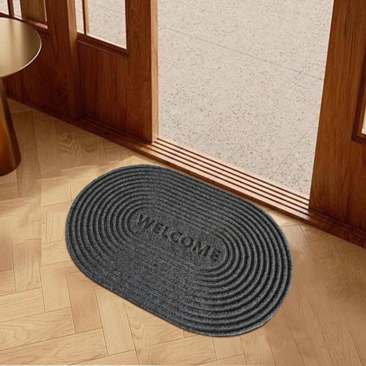 Maxfind Charcoal Oval Scraper Doormat 40x60cm - Eco-Friendly, Durable - SuperSaverAU - view 2