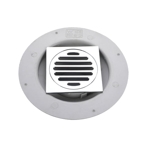 Kinetic 100mm PVC Brass Puddle Flange Kit Square Grate