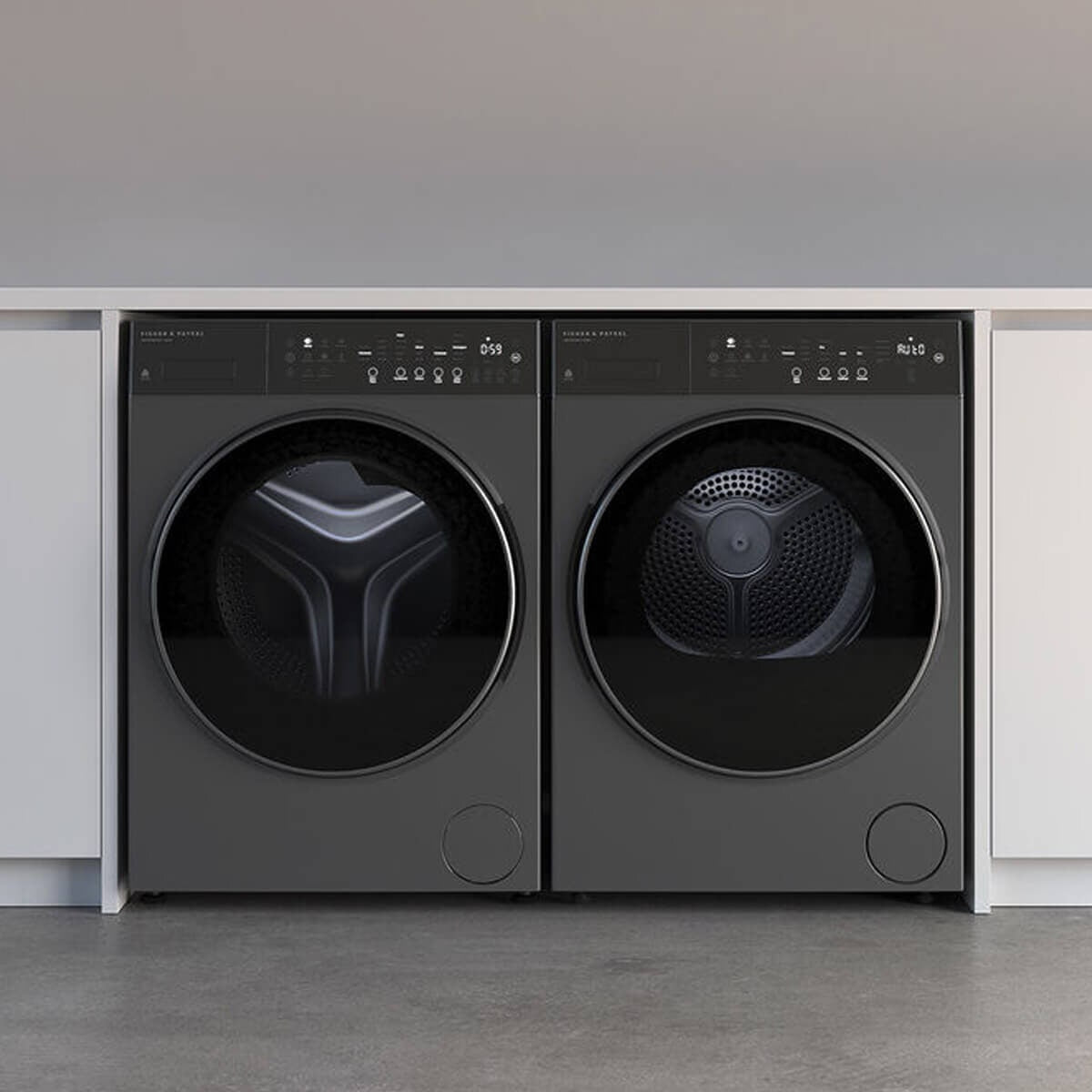 Fisher & Paykel Series 5 10kg Front Load Washer & 8kg Heat Pump Dryer - Graphite - WH1060PG5DH8060PG5