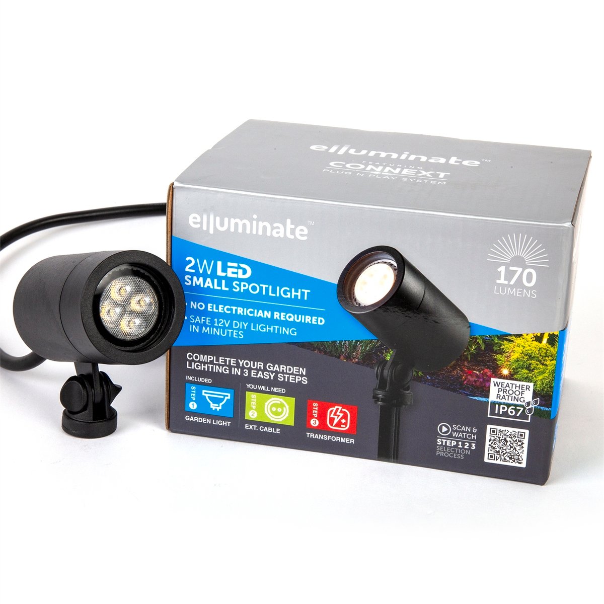 Elluminate 20EL062 Small Warm White Garden Spot Light - 2W 12V - IP67 - Weather Resistant