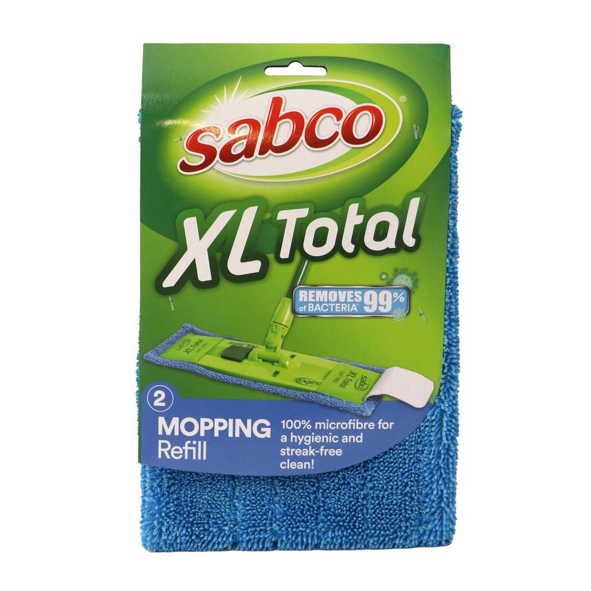 Sabco XL Total Antibacterial Wet Mop Pad Refill 157mm, Microfibre