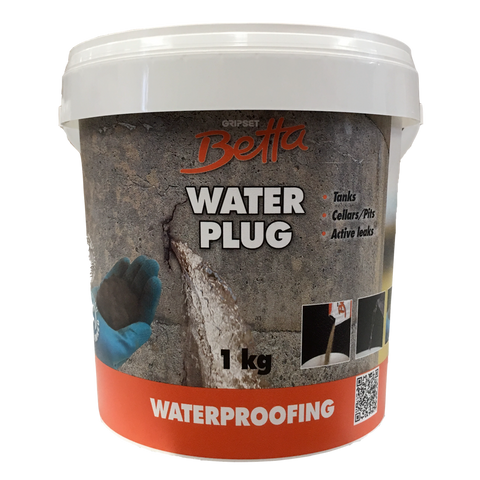 Gripset Betta 1kg Grey Rapid Setting Water Plug Powder BETRC001