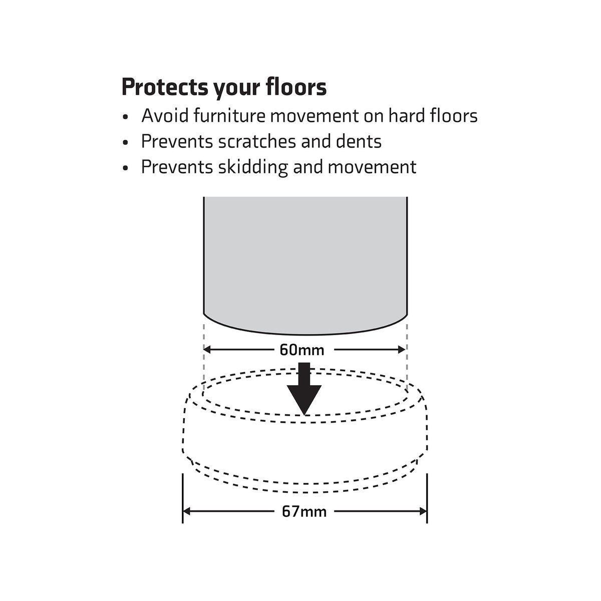 Surface Gard Non Slip Round Castor Cup 66mm Plastic 4 Piece - SuperSaverAU - view 5