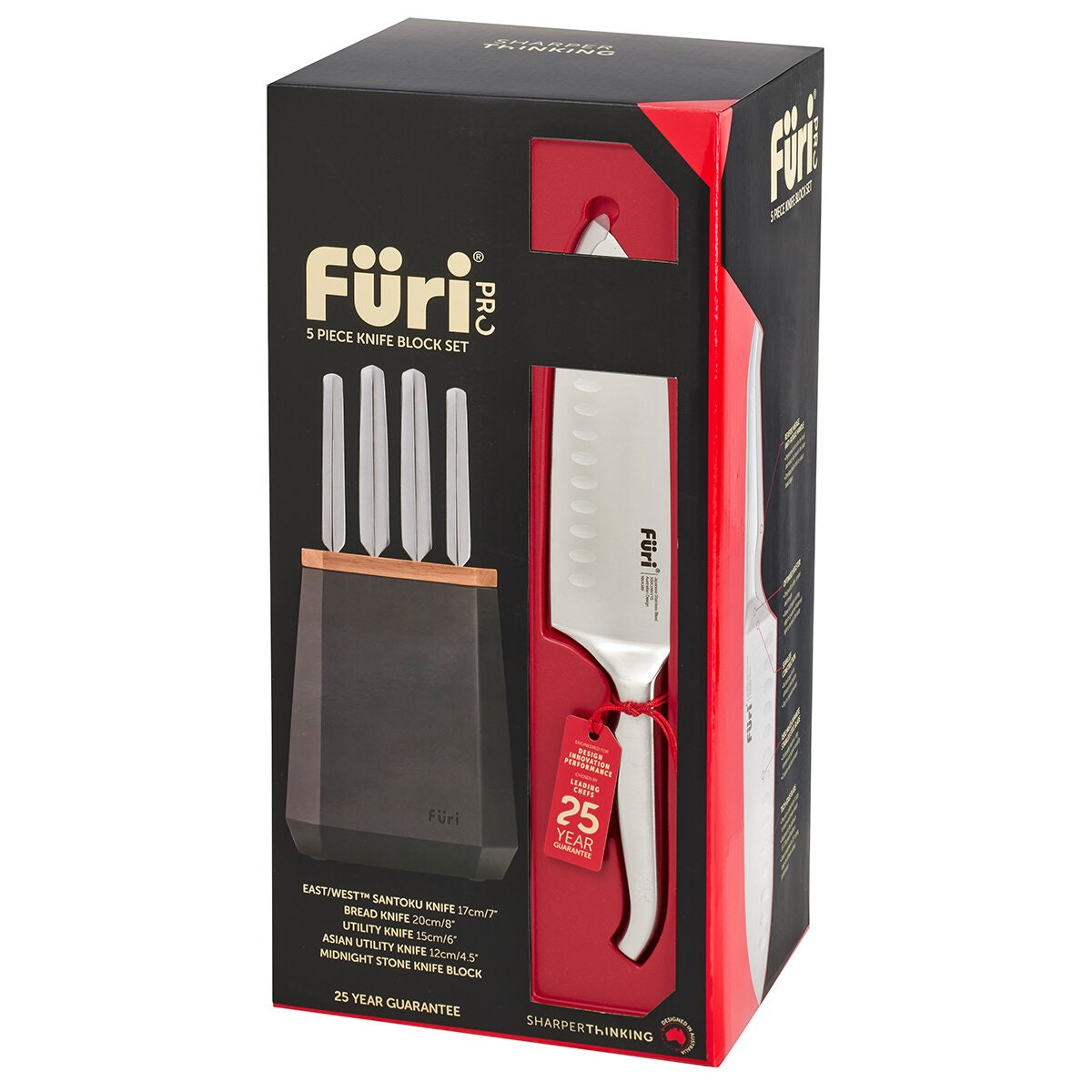 Furi Pro Stone Midnight Five Piece Knife Block Set - 25 Year Warranty, 3.5kg - 41500