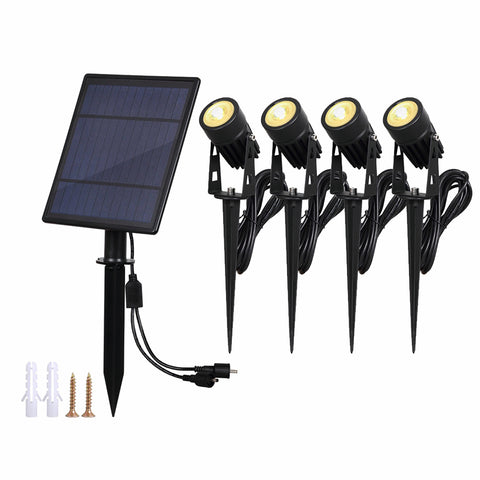 Gardenglo 400lm Solar Powered 4 x LED Spotlights in Black GS2103-4