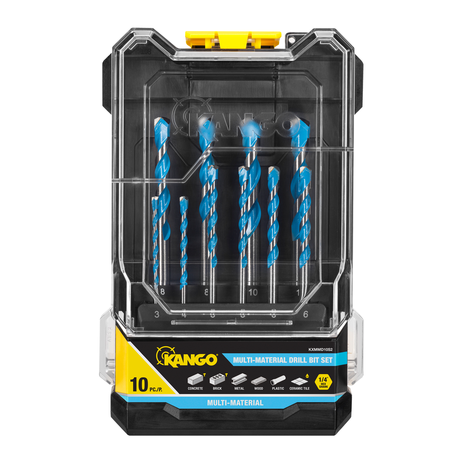 Kango 10 Piece 1/4" Multi-Material Drill Bit Set - 3mm to 10mm