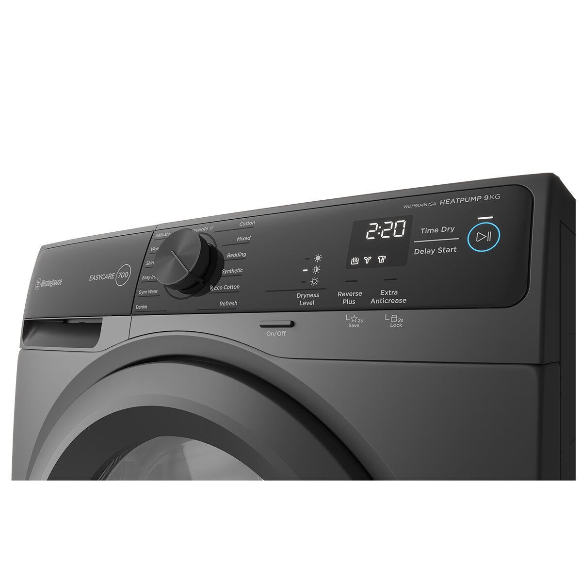 Westinghouse 9kg EasyCare 700 Series Heat Pump Dryer - 8 Star Energy Rating - DC Inverter - Grey - WDH904N7SA