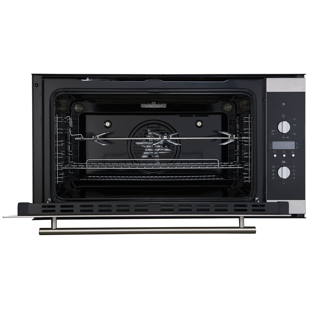 Brohn 90cm Built-In Electric Oven - 100L Net, Rotisserie, Triple Glazed, Stainless Steel - BRO9001
