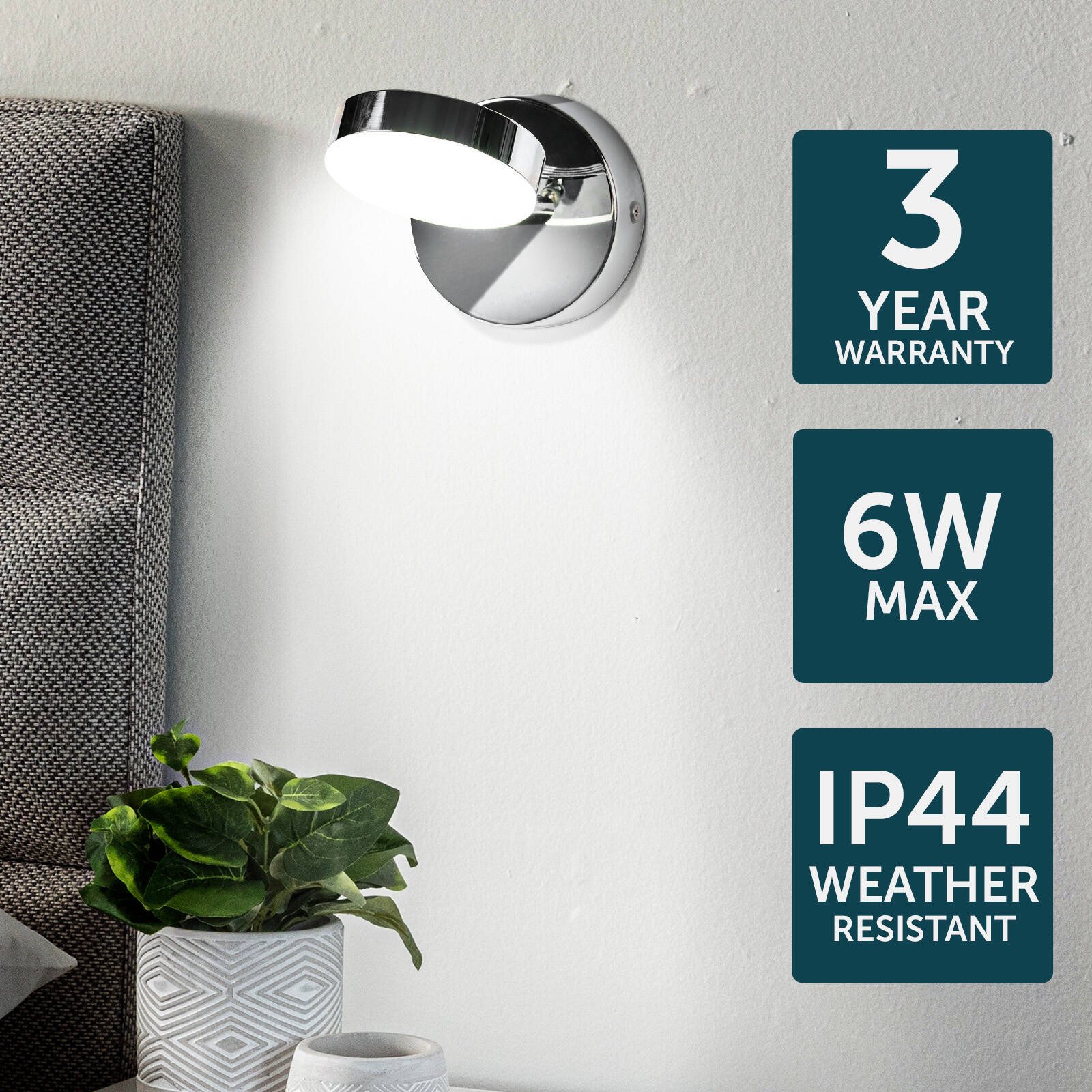 Brilliant Chrome Raxi Adjustable LED Vanity and Wall Light 22444/15