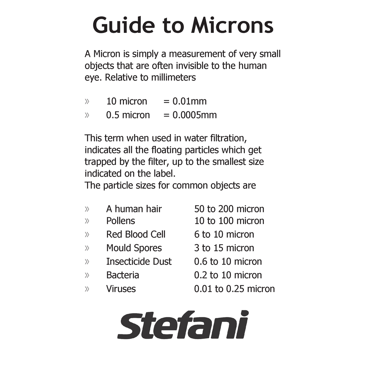 Stefani 250mm 0.2 Micron All Carbon Universal Replacement Water Filter Cartridge