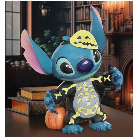 Disney Traditions 438mm Stitch Skeleton Statue Hand-Painted Halloween