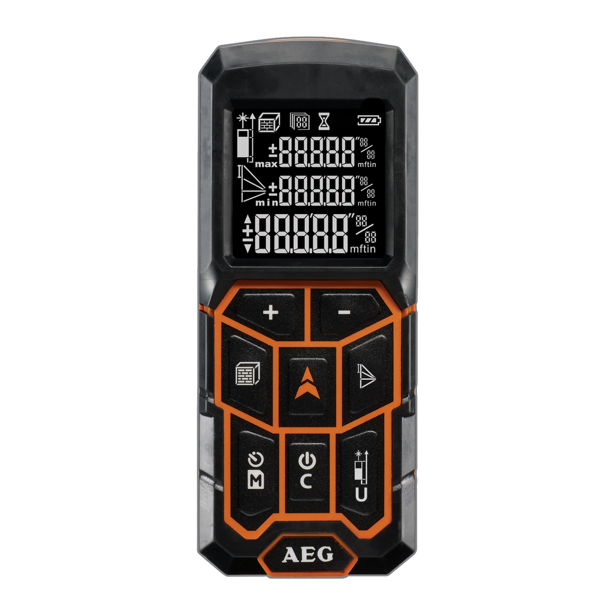 AEG 100m Laser Distance Measure - Orange - Tripod Mountable - LCD Display - SuperSaverAU - view 1