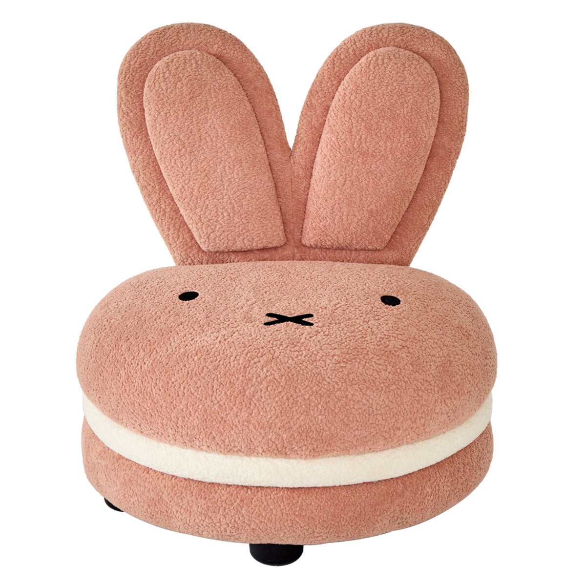 Pink Macaron-Shaped Kids' Accent Chair Featuring Miffy, Soft Boucle Upholstery by Aesthetik Kids