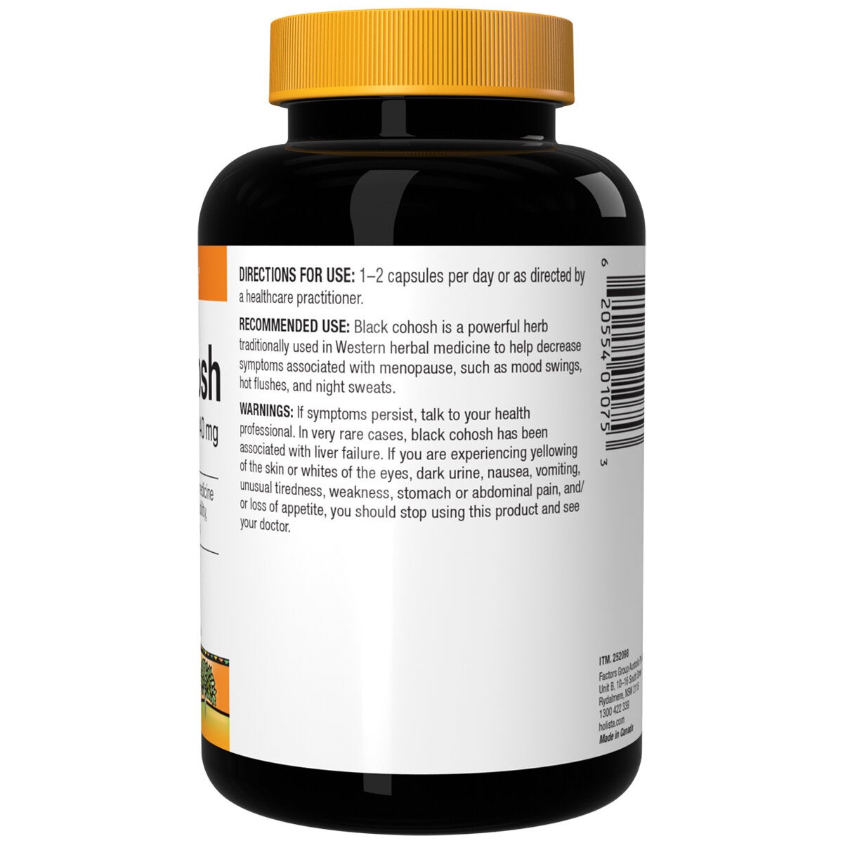 Holista Menopause Support Supplement Black Cohosh 210 Capsules 40mg Vegan — image 2