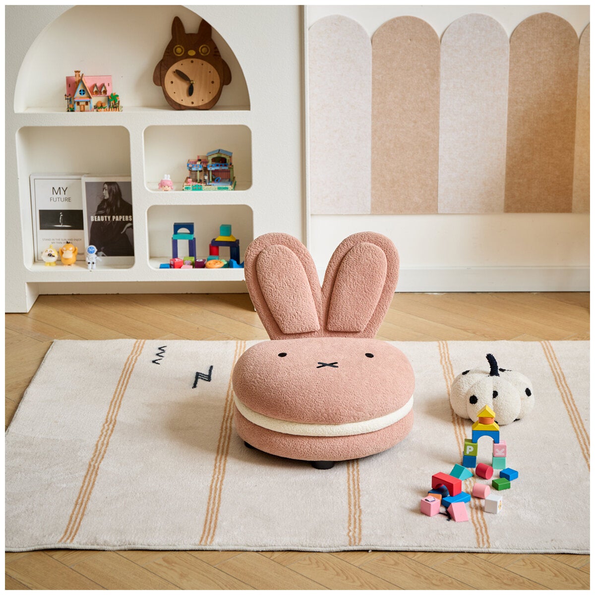 Pink Macaron-Shaped Kids' Accent Chair Featuring Miffy, Soft Boucle Upholstery by Aesthetik Kids — image 8