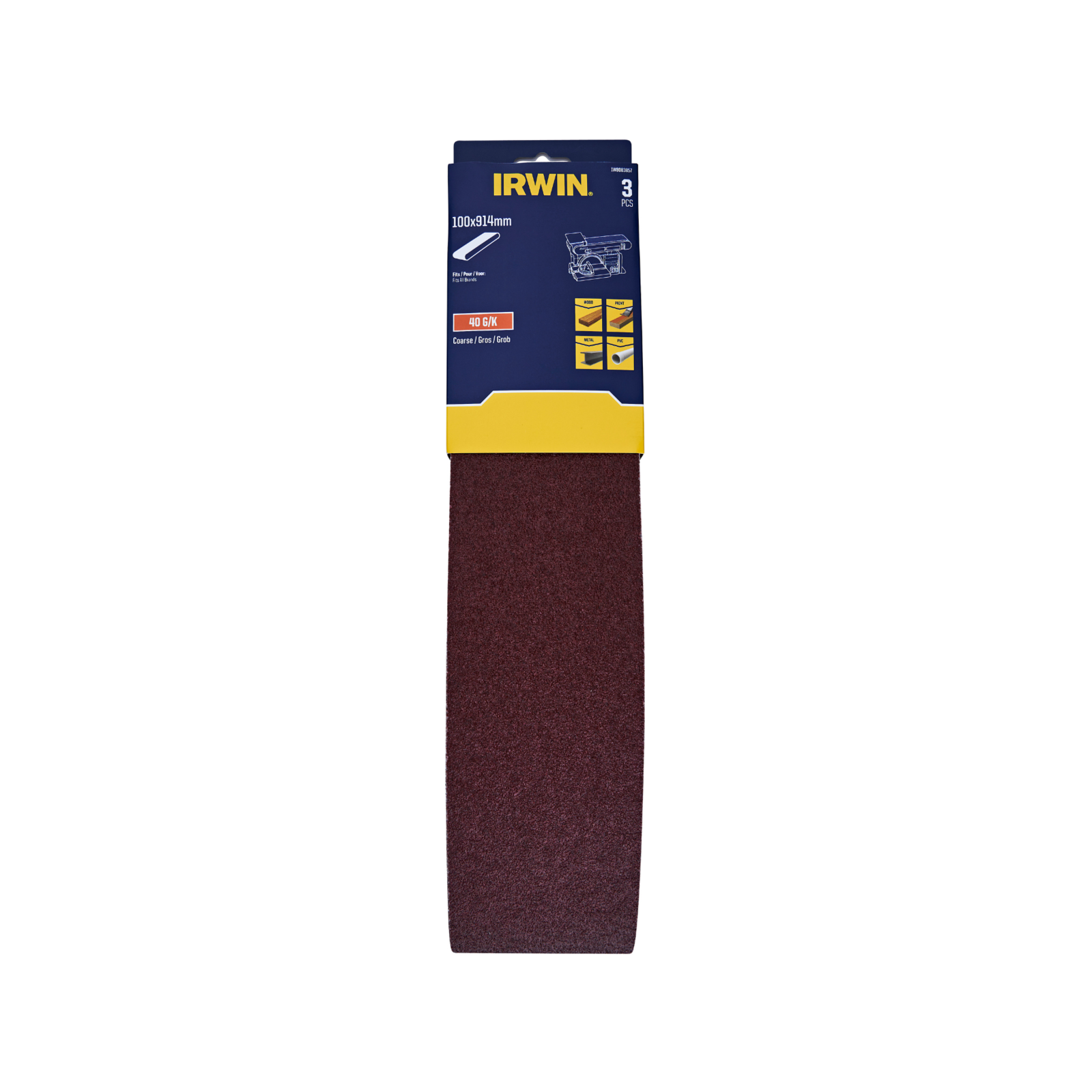 Irwin 100 x 914mm 40 Grit Sanding Belts - 3 Pack