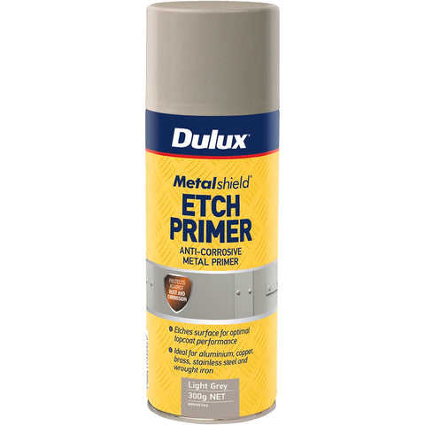 Dulux Metalshield Etch Primer Spraypak 300g Light Grey, UV Resistant Waterproof