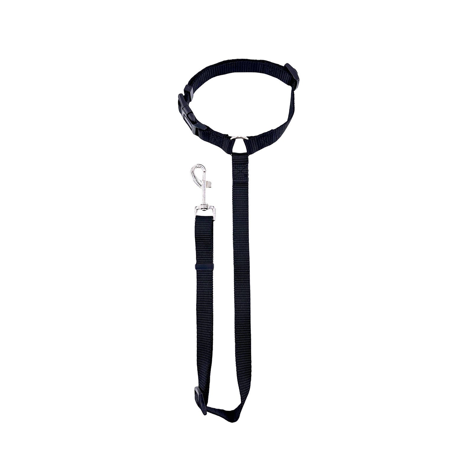 Flamingo Black Car Pet Traction Rope, Adjustable Nylon Dog Restraint