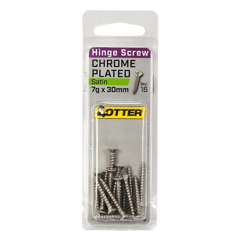 Otter 7 x 30mm Satin Chrome Hinge Screws Countersunk - 16 Pack
