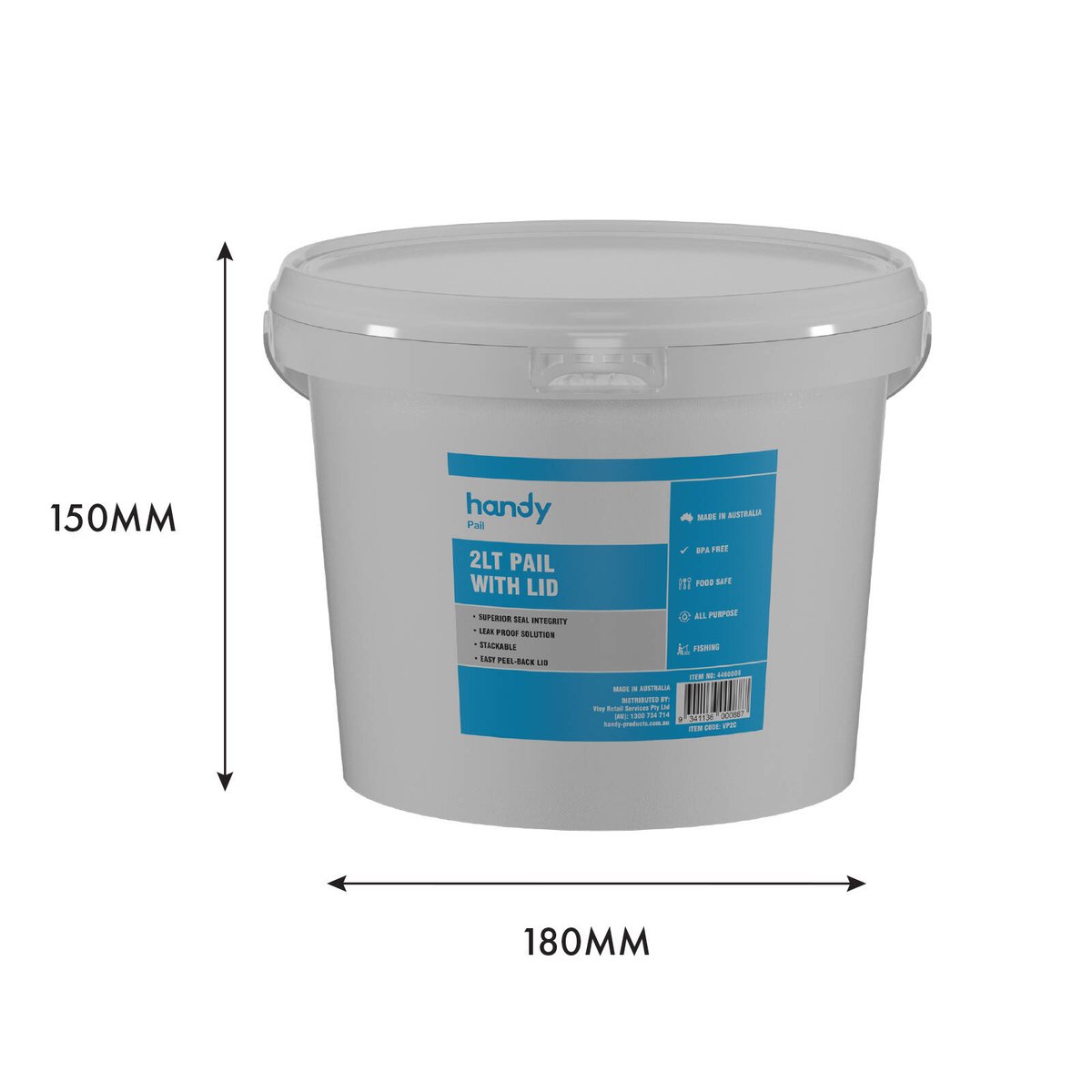 Handy Pail Bucket - 2.3L - Plastic - Food Grade - SuperSaverAU - view 3