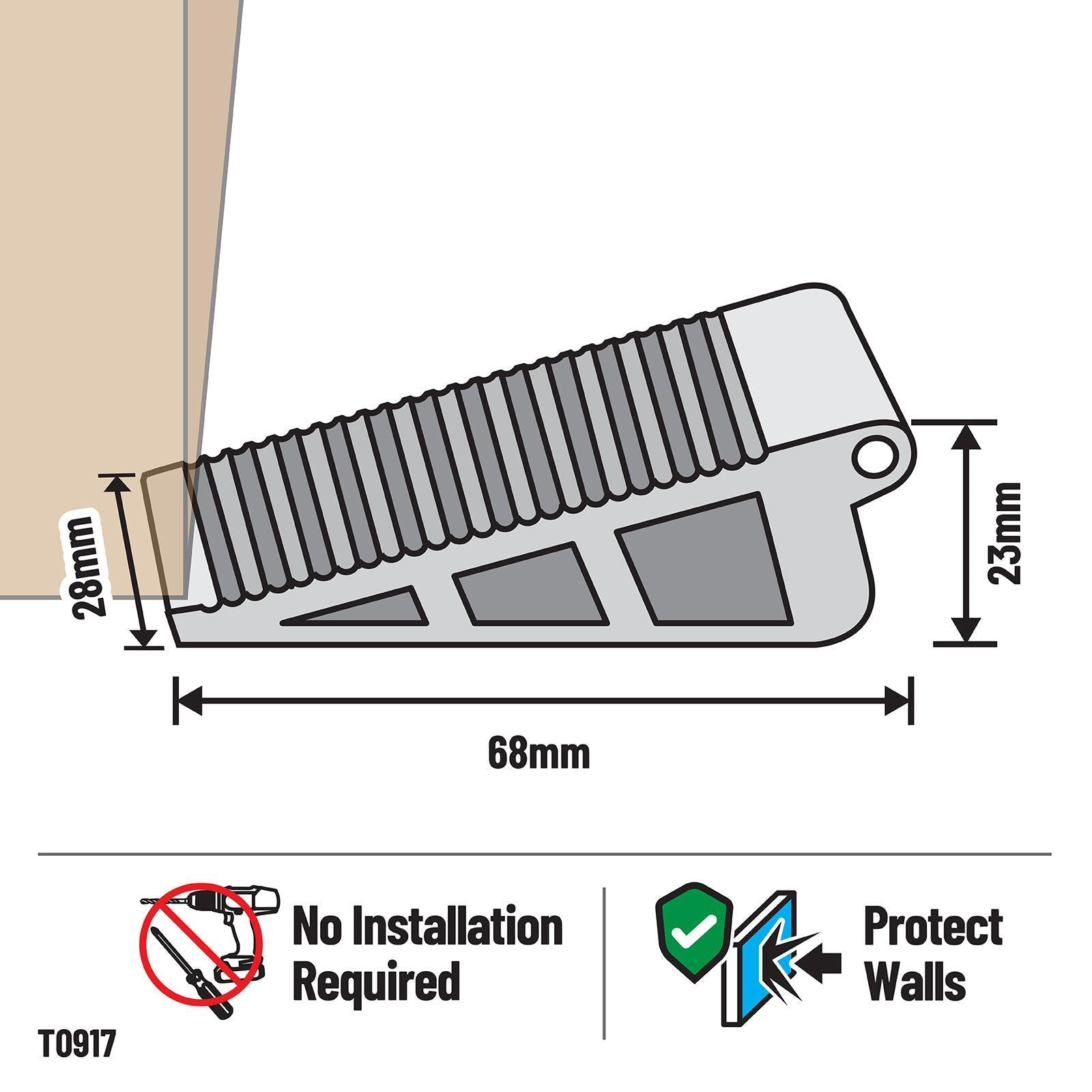 Adoored Medium White Rubber Door Wedge - 2 Pack
