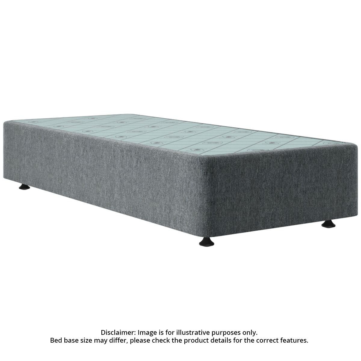 Sealy Spacesaver Long Single Bed Base - No Drawer, Charcoal, Timber and Steel Frame - SVB-CHA-SXL