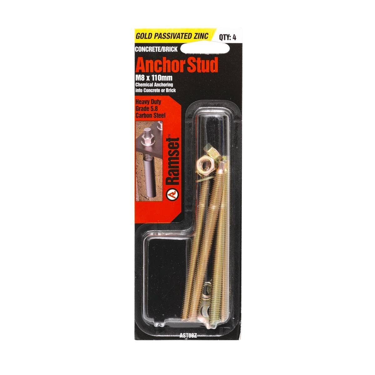 Ramset M8 x 110mm Zinc Plated Anchor Stud - 4 Pack