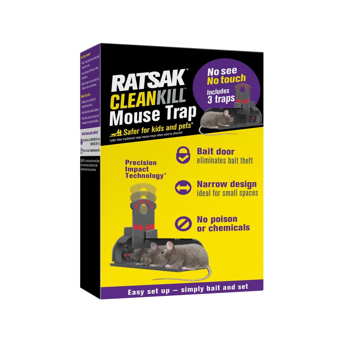 Ratsak Clean Kill Mouse Trap 3 Pack