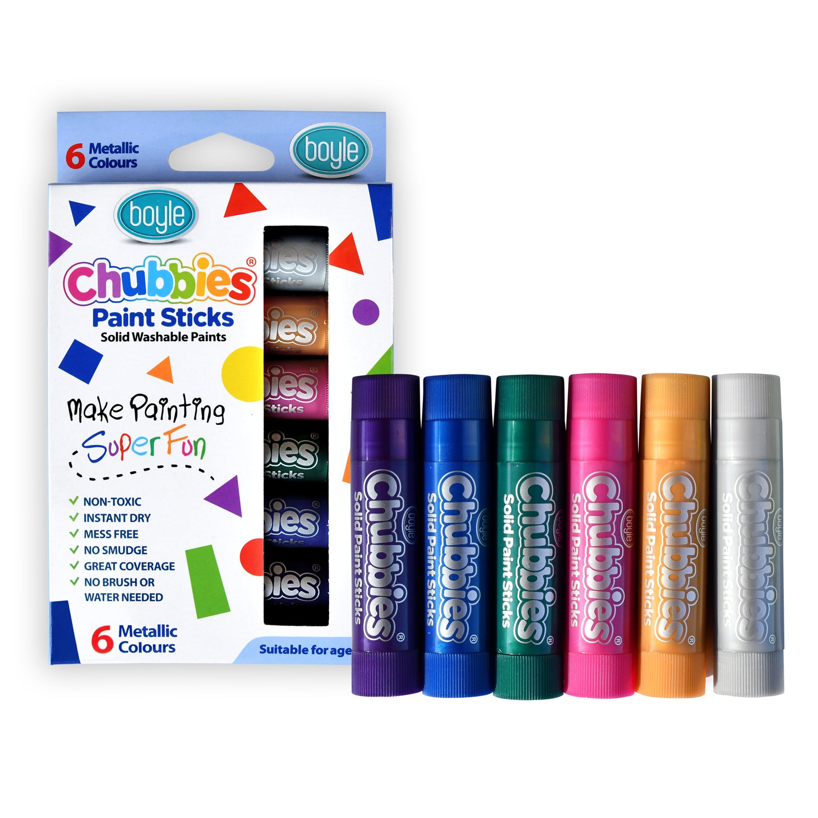 Boyle Metallic Colours Chubbies Paint Sticks Indoor 6 Pack