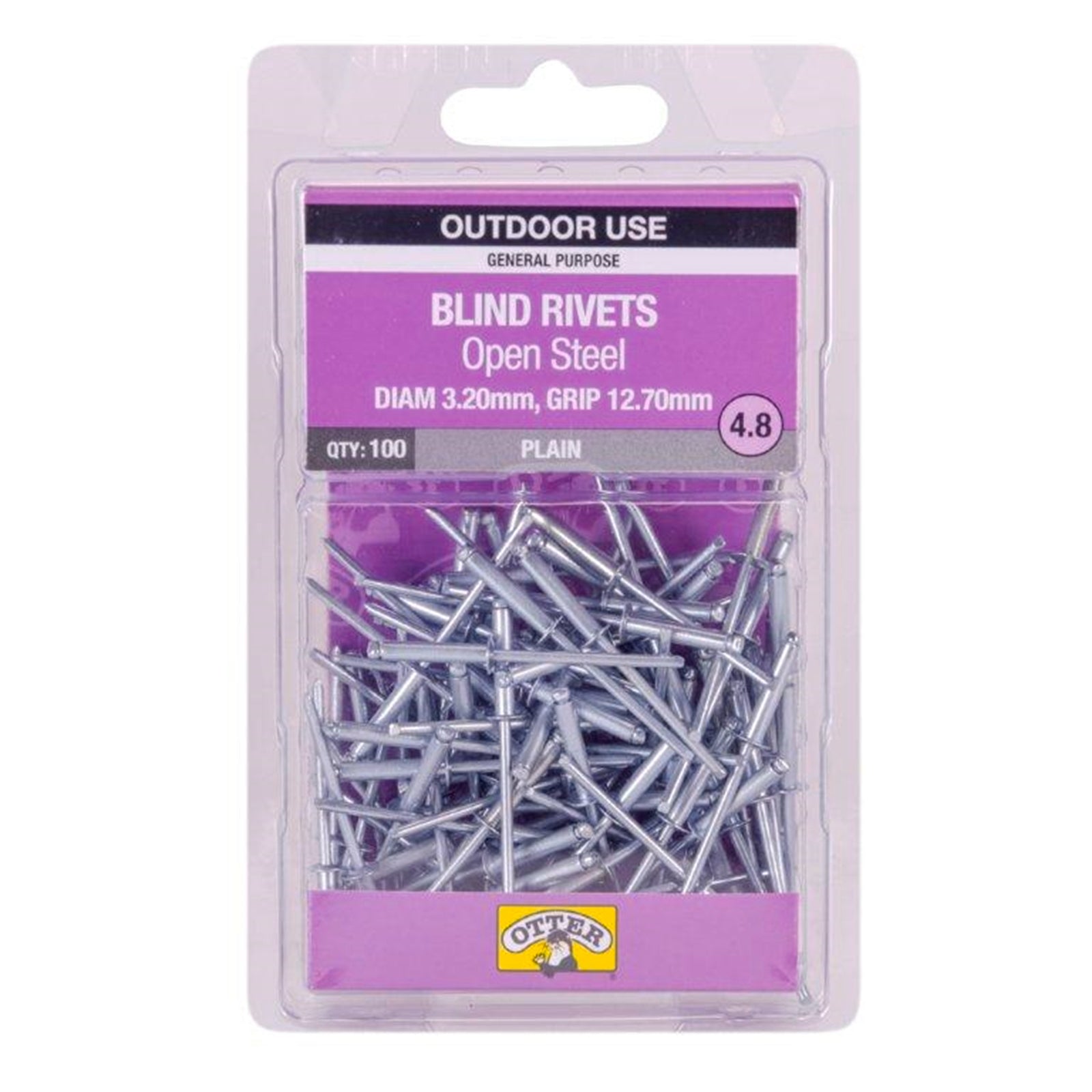 Otter 3.2 x 12.7mm Open Steel Blind Rivets 100 Pack