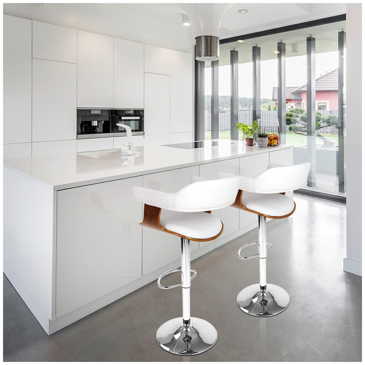 Artiss Selina White Barstool | Stylish Upholstered Seat | Solid Wood Legs | Kitchen & Bar Furniture - SuperSaverAU - view 3