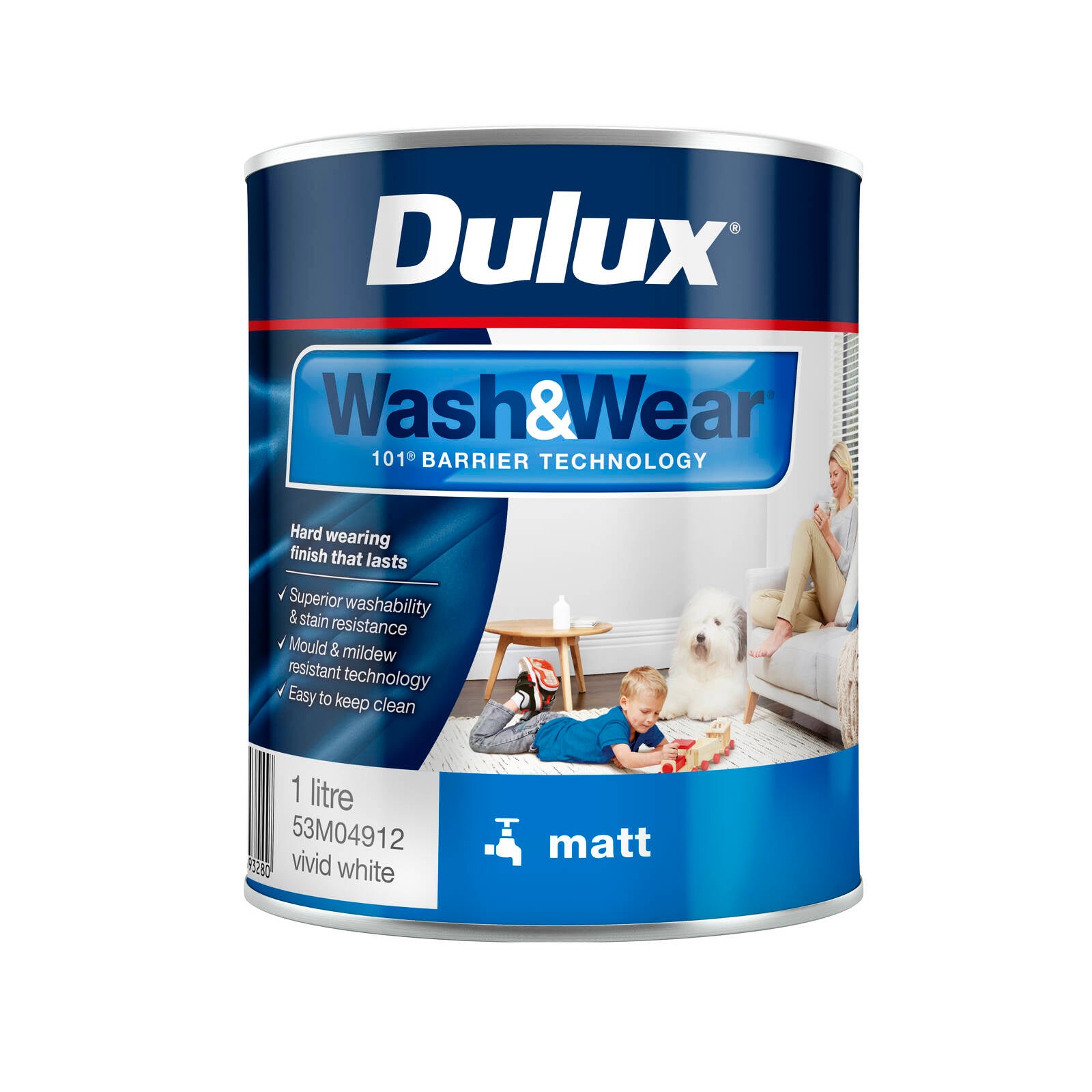 Dulux Wash&Wear Matt Interior Paint Vivid White 1L