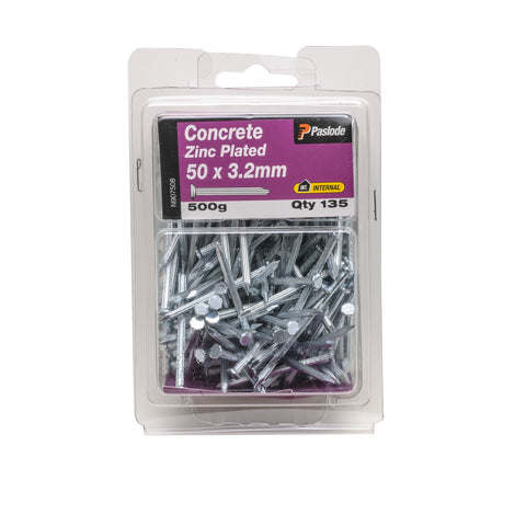 Paslode 50 x 3.2mm Zinc Plated Concrete Nails - 500g 135 Pack
