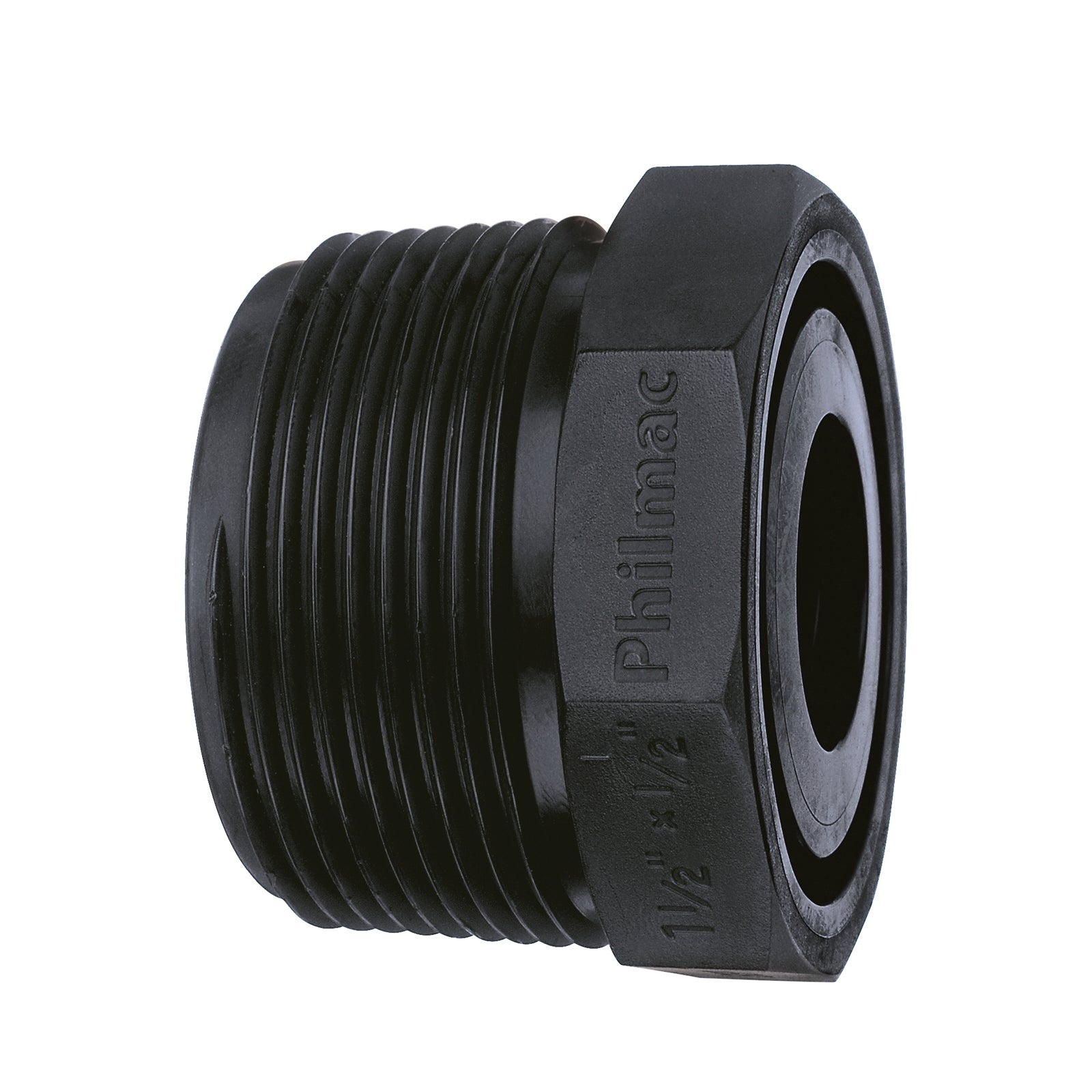 Philmac 1-1/4" x 1" BSP Thread Pipe Bush Polypropylene PN16 Underground Black