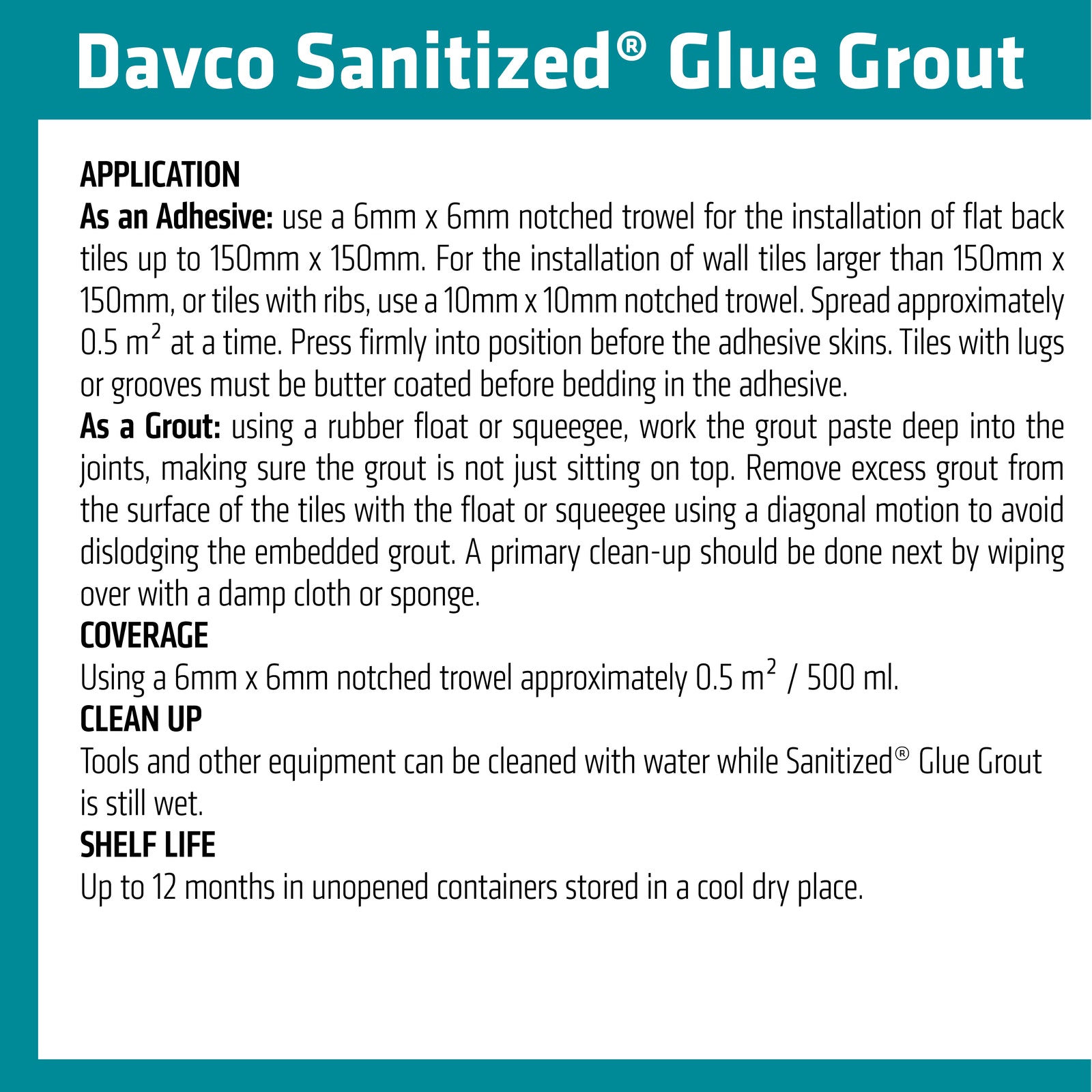 Davco 500ml White Sanitized Glue Grout Paste 1207700