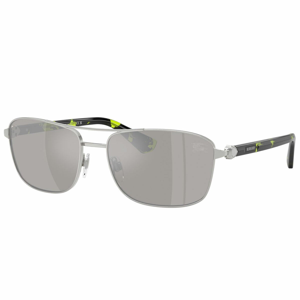 Burberry BE3163 Sunglasses Men's, Full Rim Metal with Silver Mirror Lenses