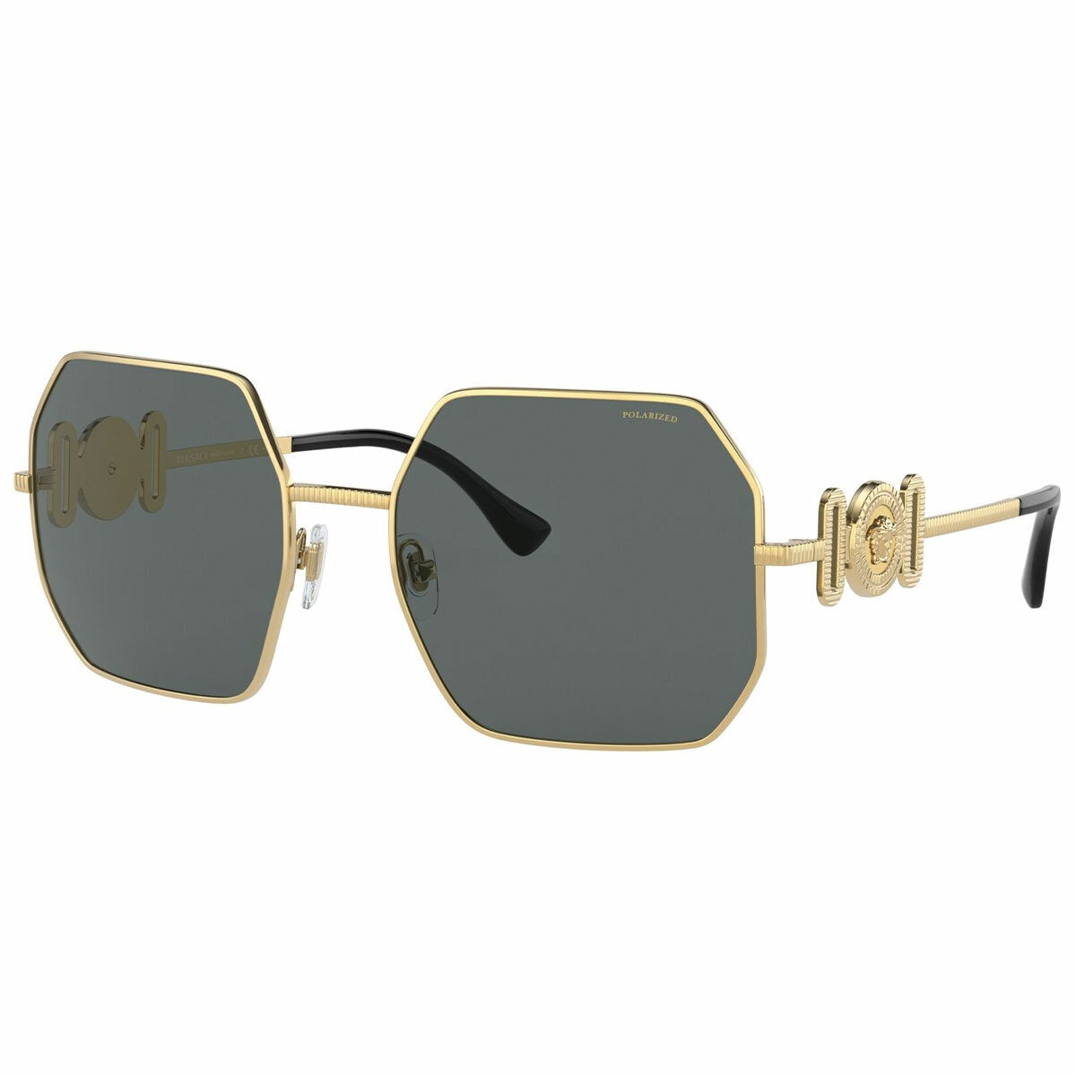 Versace Women's Irregular Sunglasses VE2248 Dark Grey Lenses Gold Metal Temples
