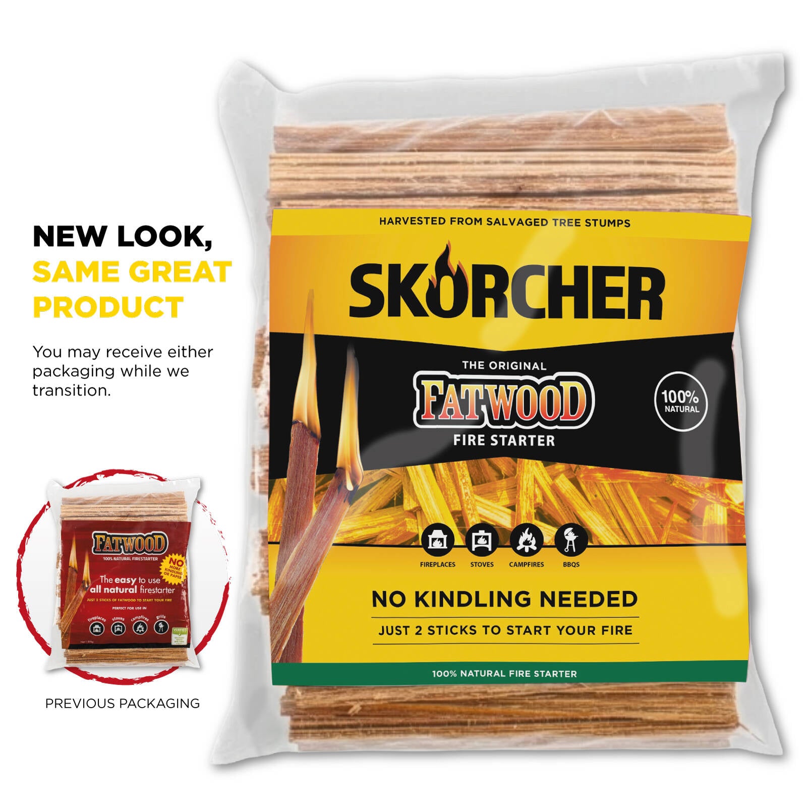 Fatwood All Natural Firelighter 1.8kg - Resinous Pine Wood Fire Starter
