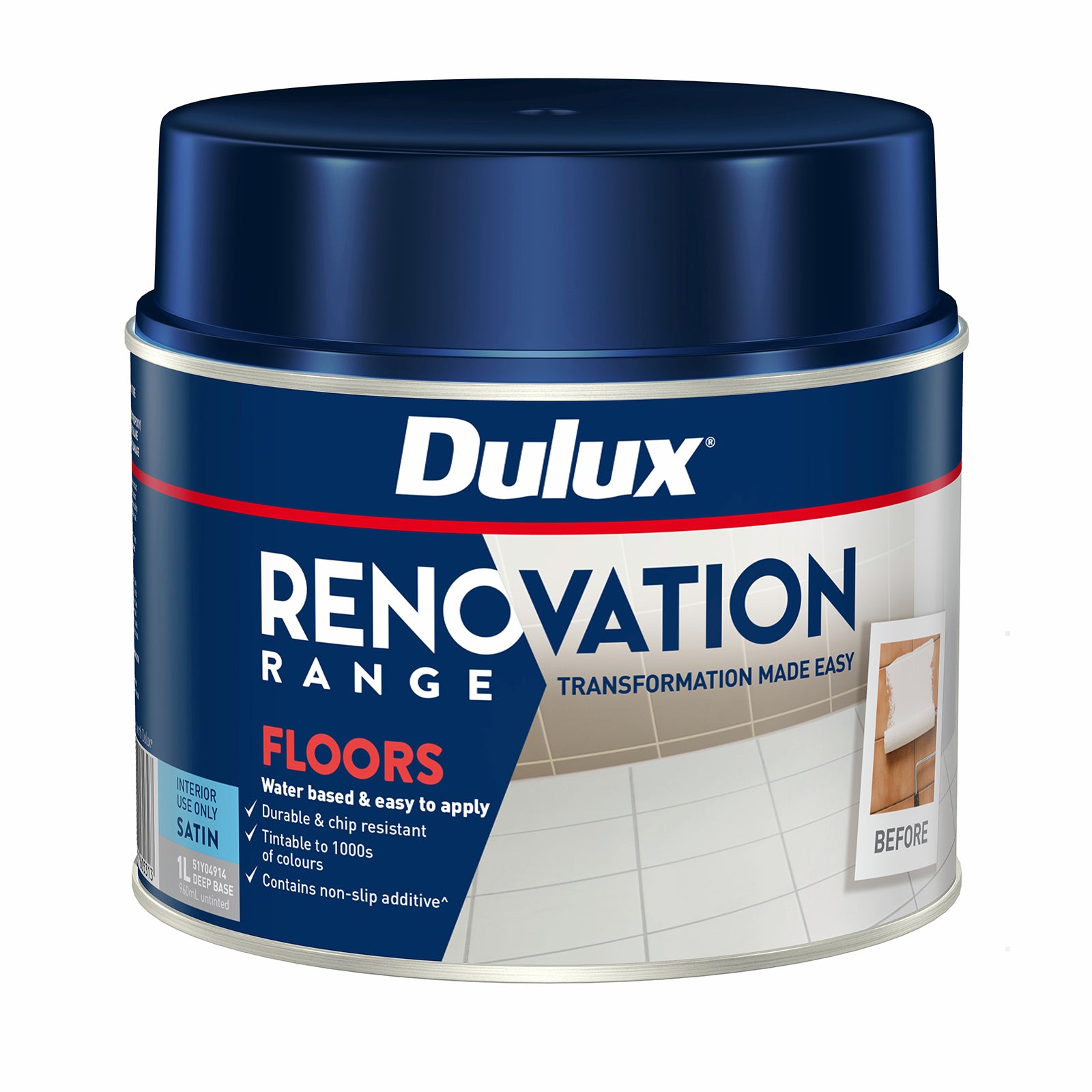 Dulux Renovation Range 1L Deep Satin Floors Water Based Tintable