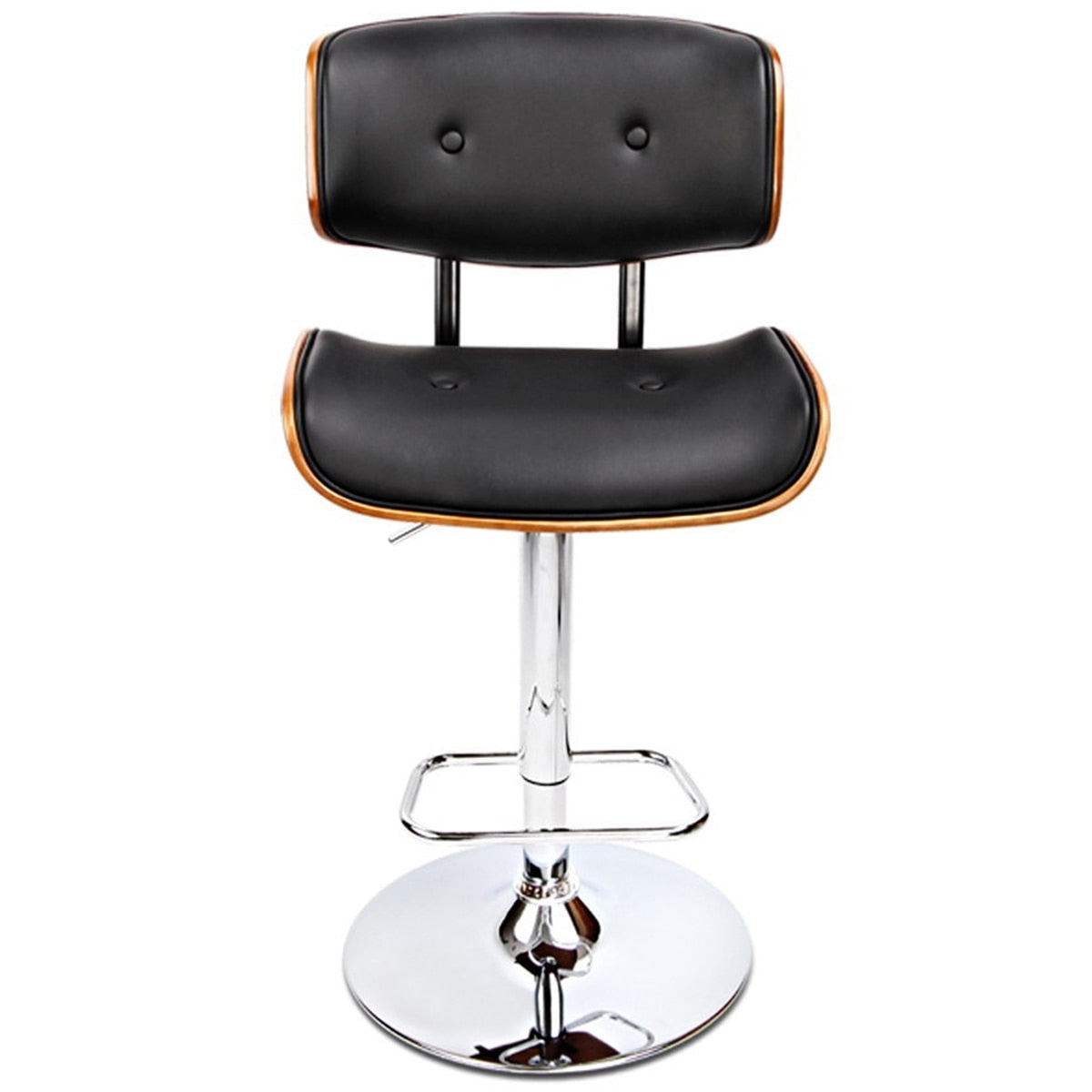 Artiss Black Gaslift Swivel Barstool With Wooden Seat - SuperSaverAU - view 1