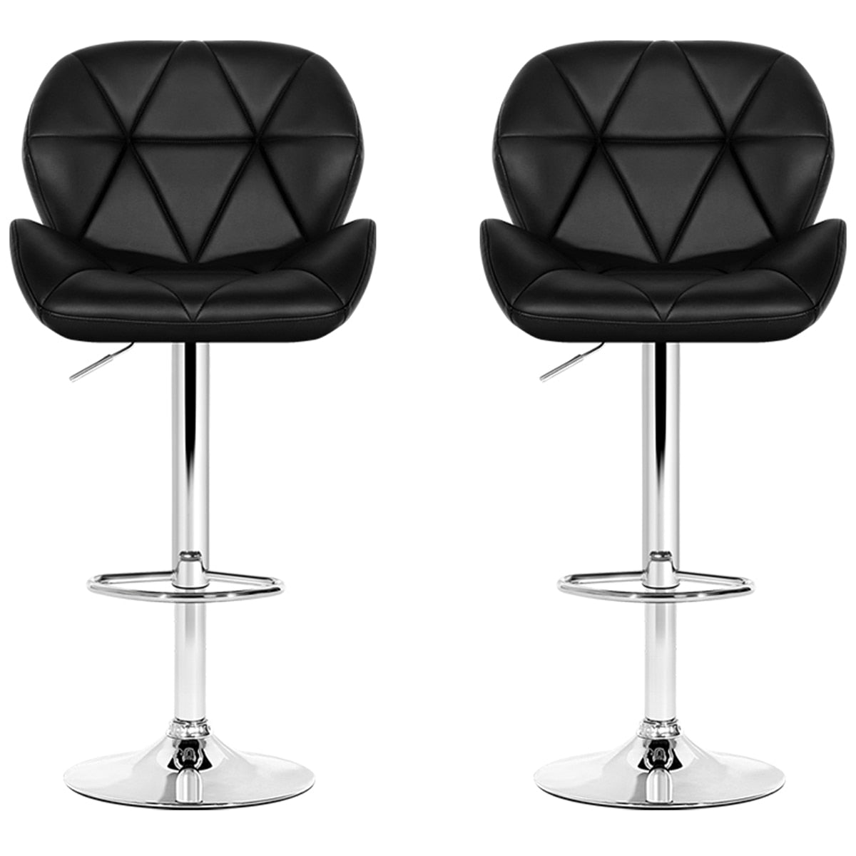 Artiss Black Gaslift Swivel Barstool With Rhombus Motif 2 Pack - SuperSaverAU - view 2