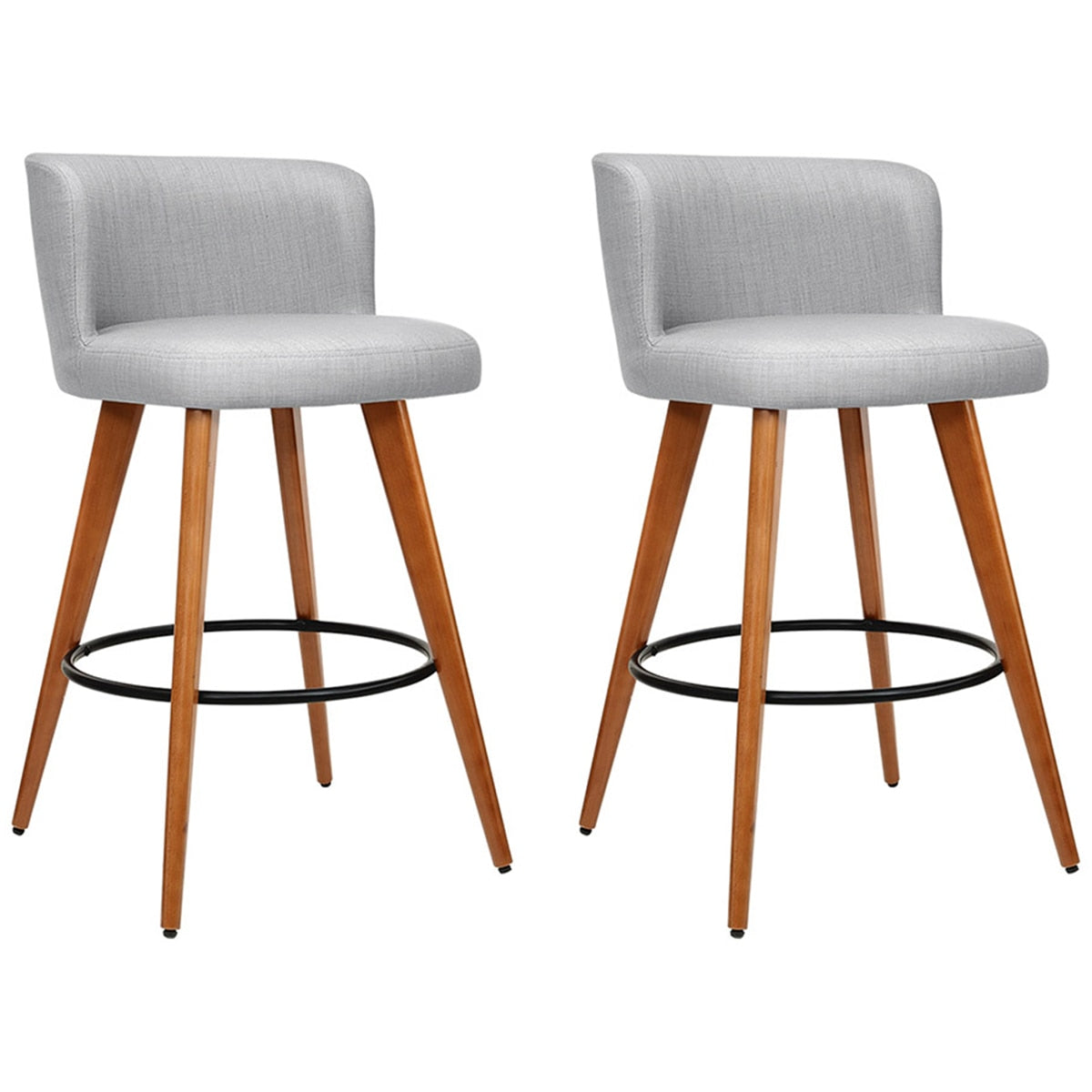 Artiss Grey Wooden Barstool 2 Pack - SuperSaverAU - view 3