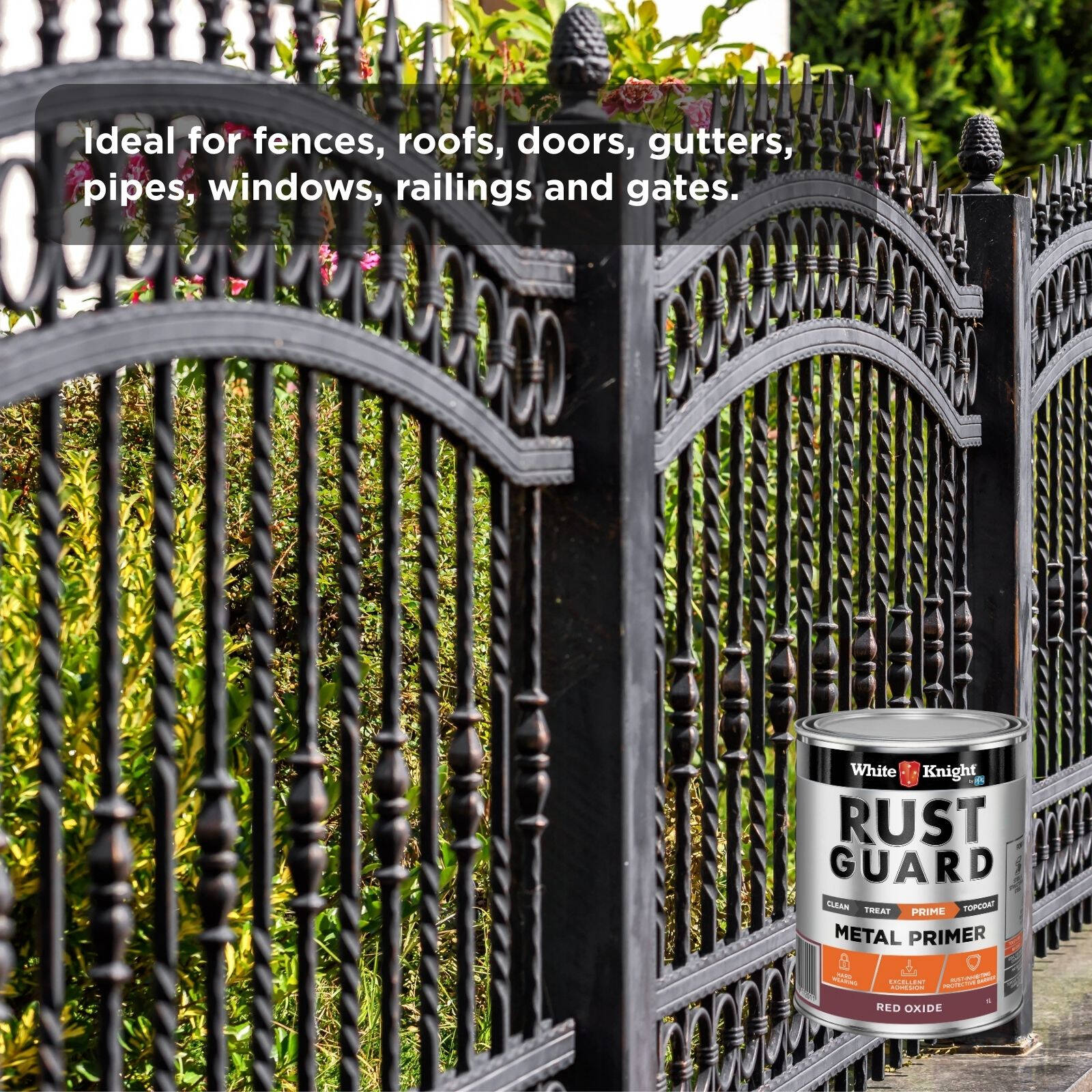 White Knight Rust Guard Metal Primer Paint 1L Red Oxide Anti-Corrosive